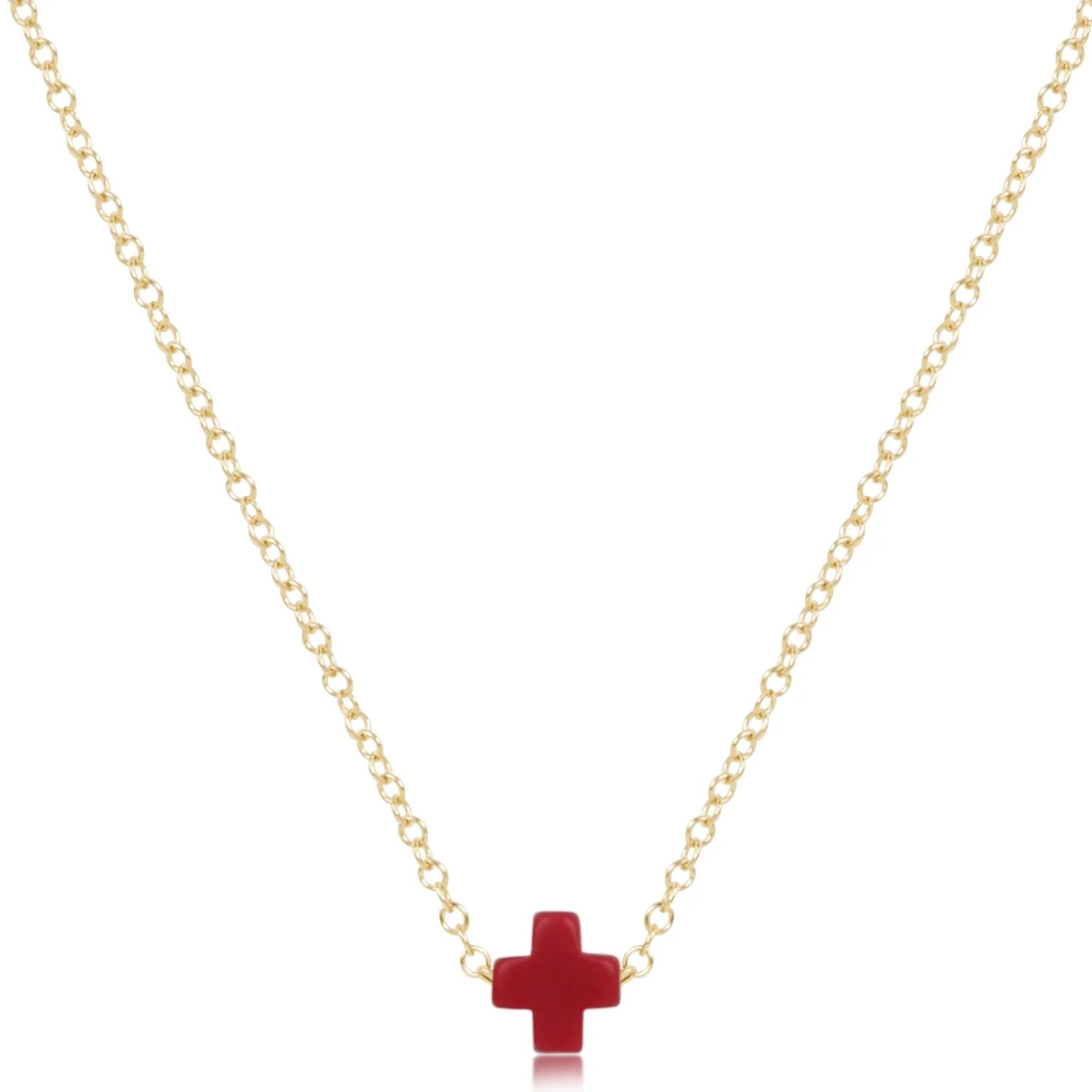 Small Signature Cross Necklace-Red