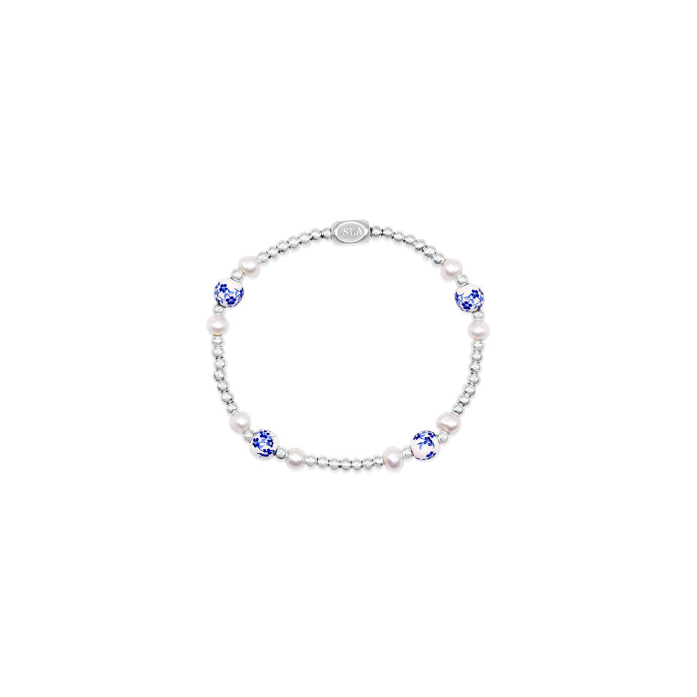 Mediterrean Floral Stretch Beaded Bracelet