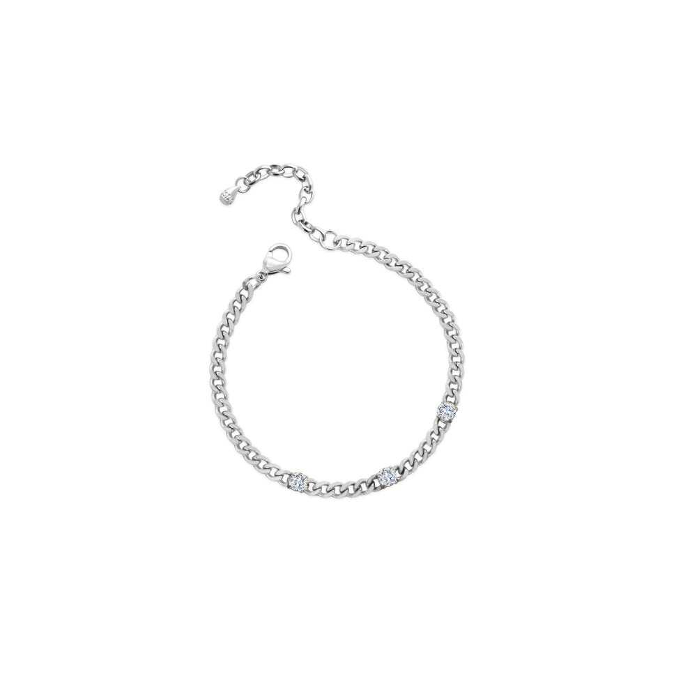 Everyday Chain Bracelet - Petite Cuban with CZ (Round Prong)