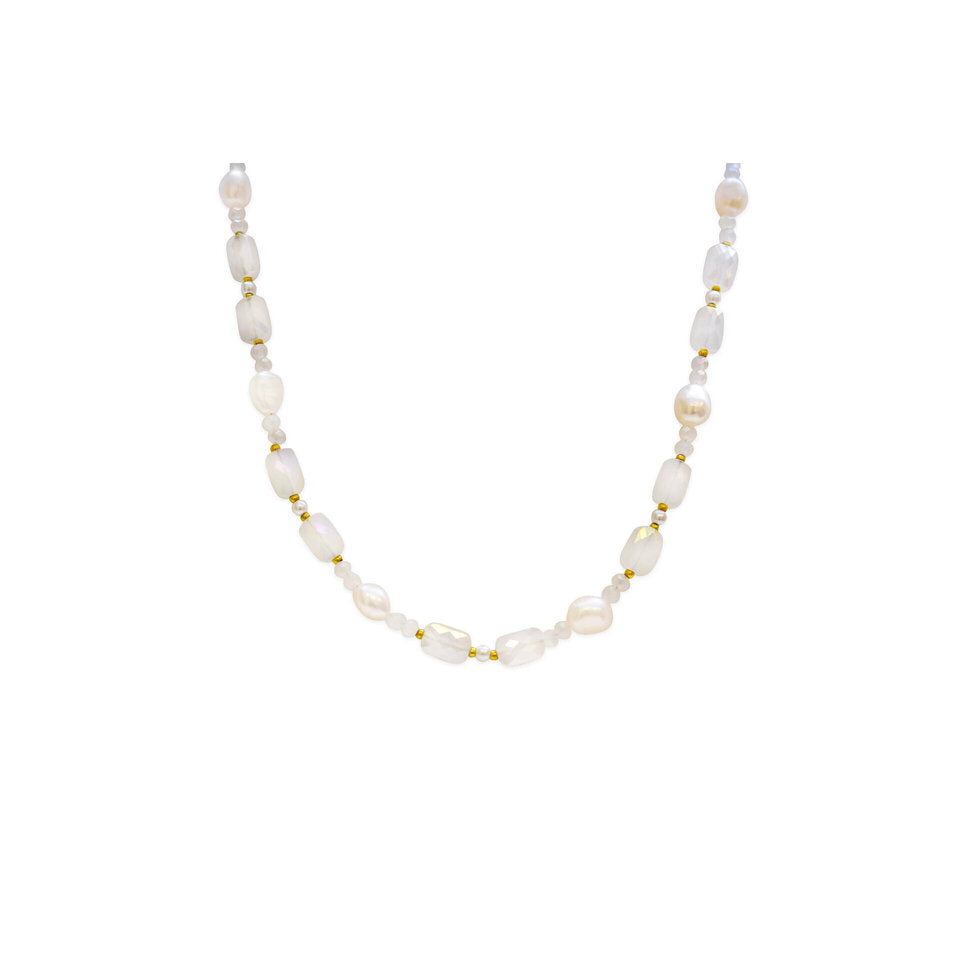 Beads of Paradise Necklace White Cap - PVD Gold