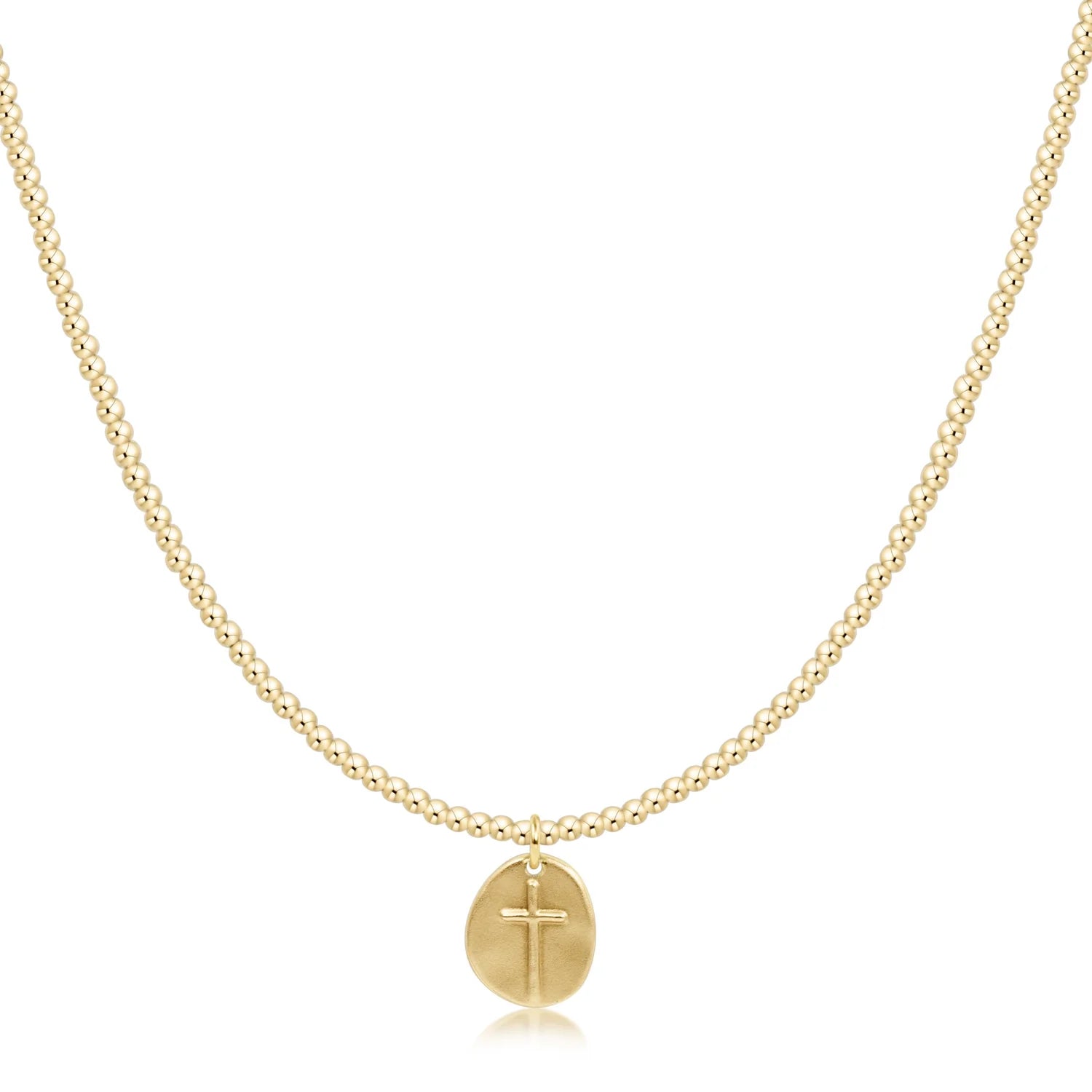 Gold Beaded 2mm Choker with Inspire Charm 15"