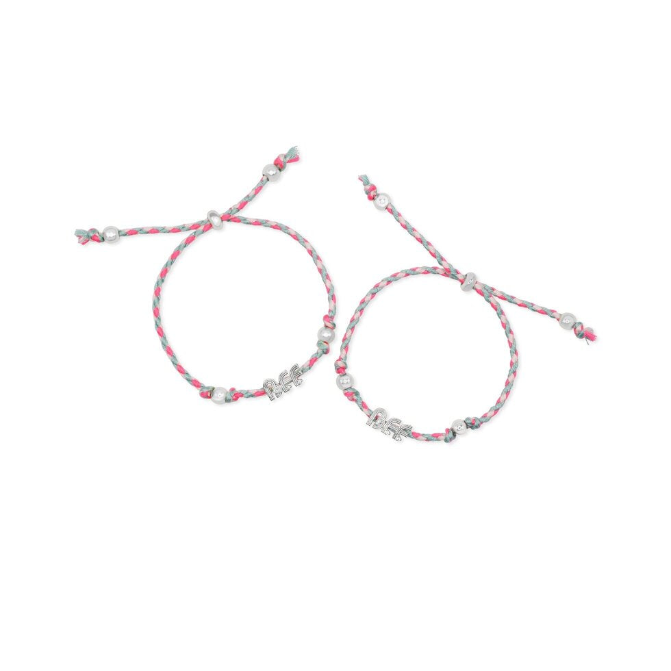 Stia Girl - "One for You, One for Me" - BFF Cord Bracelet Set (Silver)