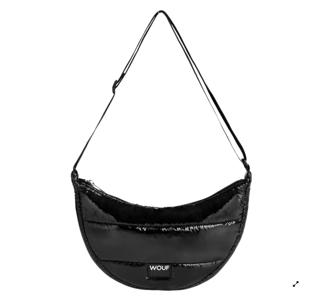 WOUF Black Glossy Crossbody Bag