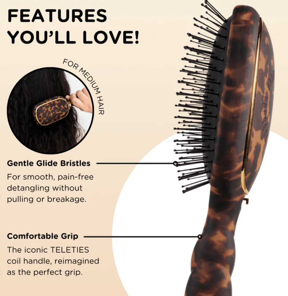 TELETIES- Detangler Hair Brush for Medium Hair – Tortoise