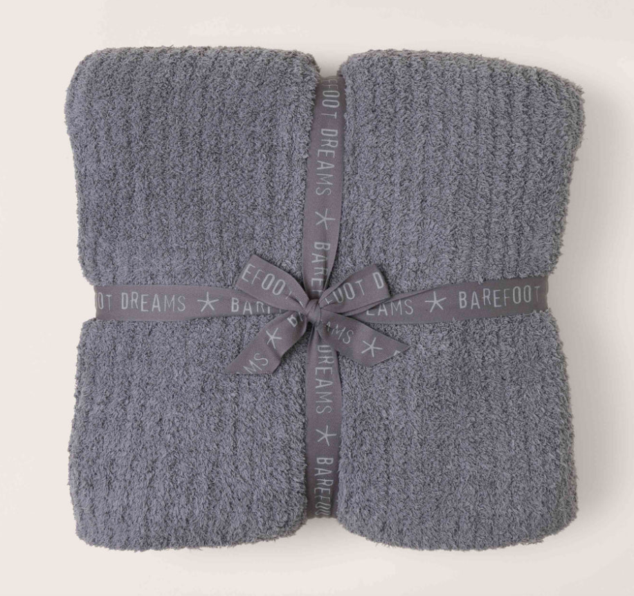 Barefoot Dreams- Ribbed Blanket- Graphite