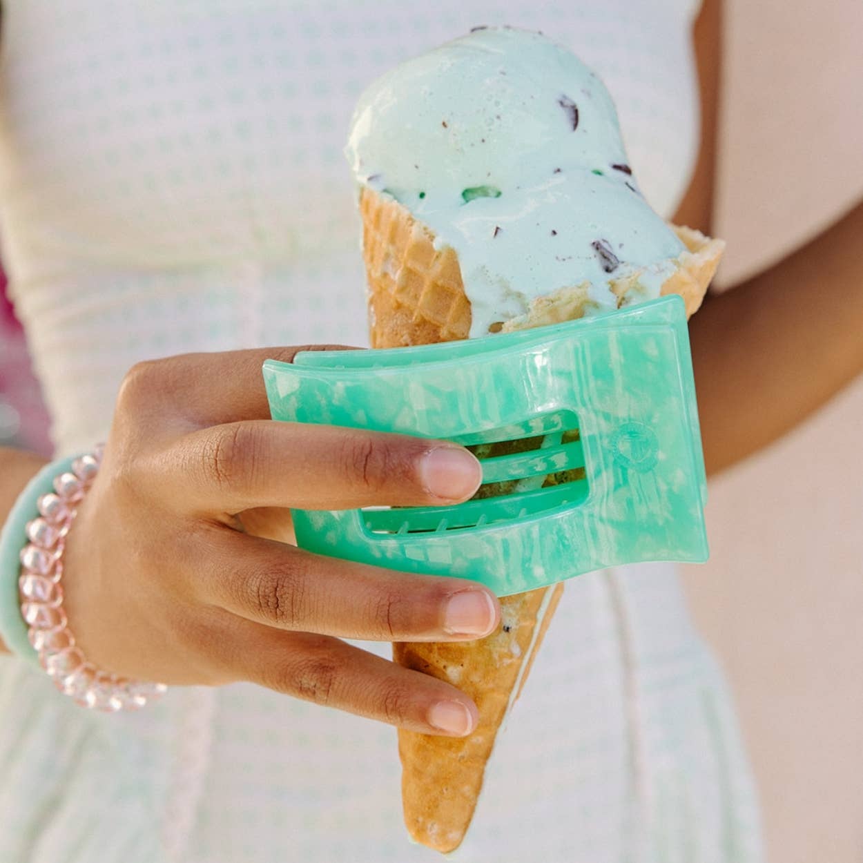 TELETIES - Flat Rectangle Hair Clip | Small | Spring Splash