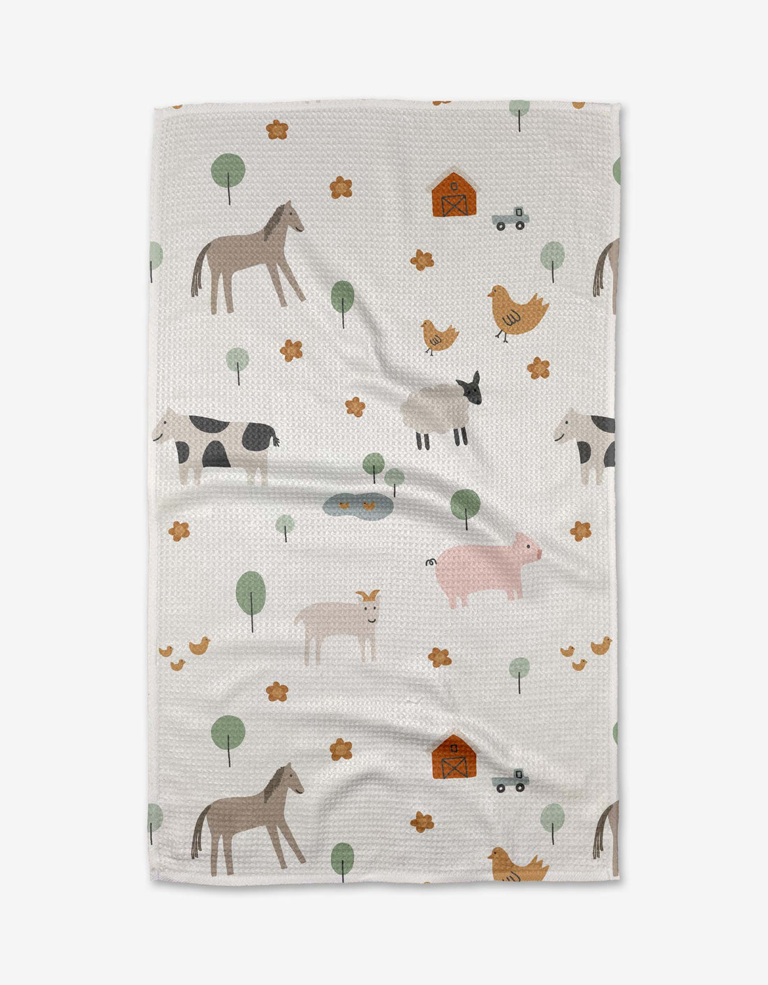 Light Farm Animals Tea Towel