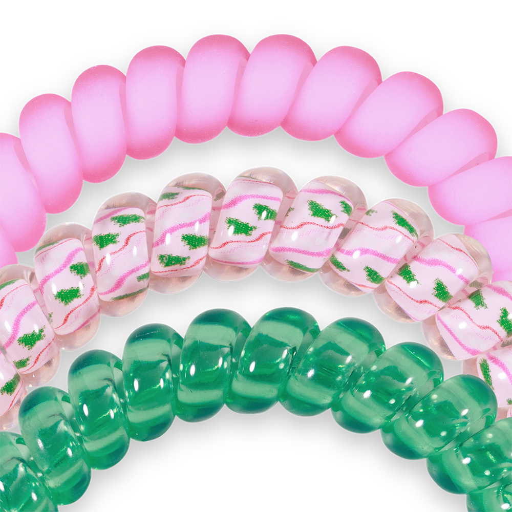 TELETIES - Spiral Hair Coils | Small | Merry Pinkmas Hair Ties