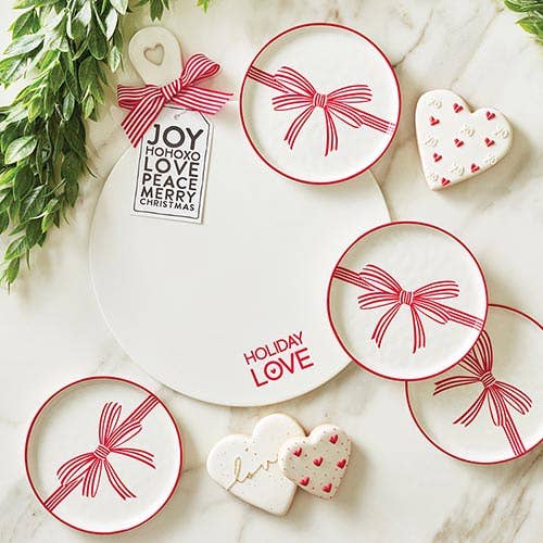 Red Bow Appetizer Plates - Holiday Love