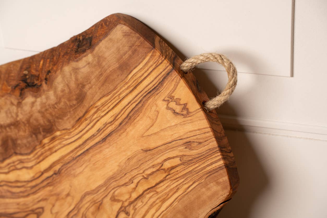Italian Olivewood Charcuterie and Cheese Board - Rope Handle