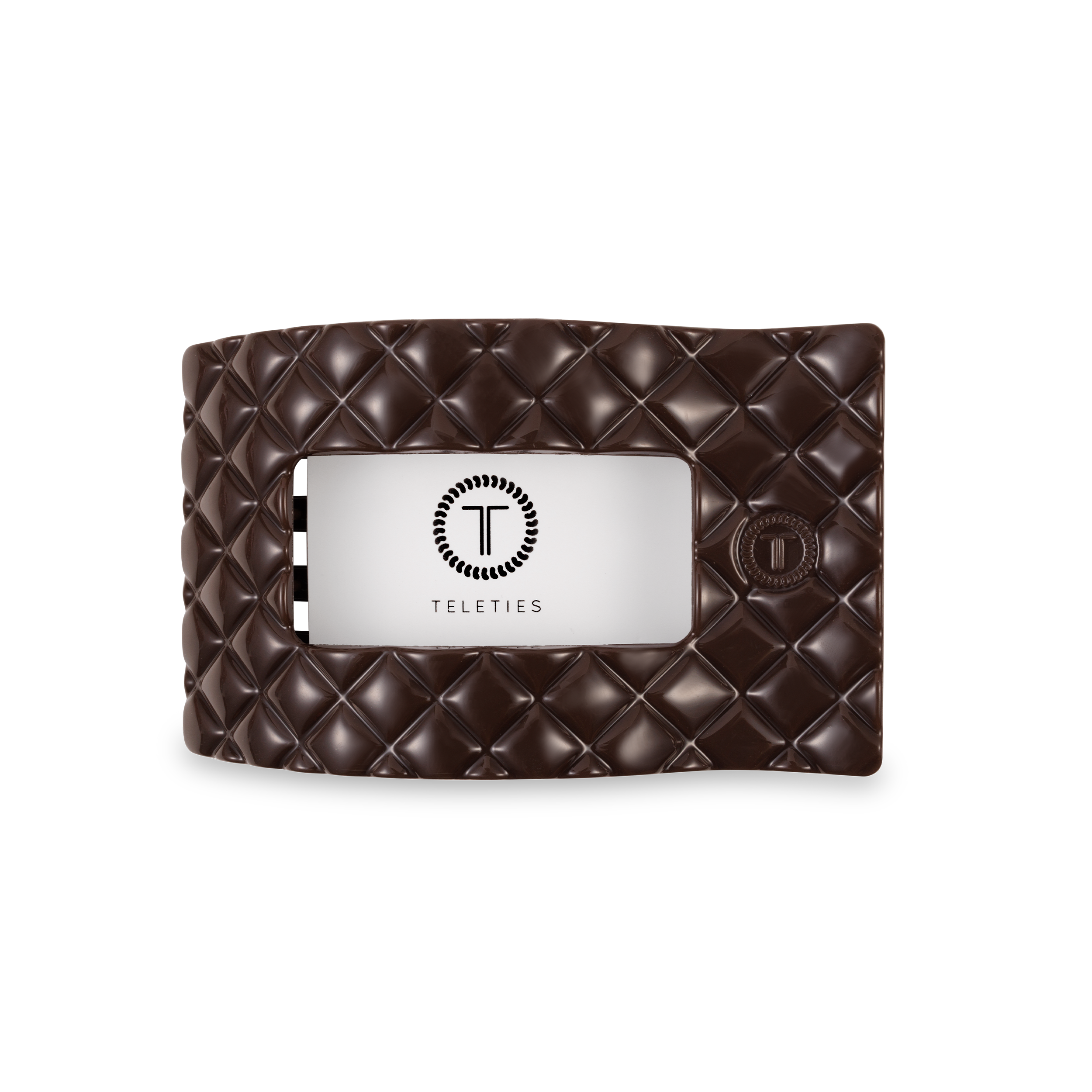 TELETIES - Flat Rectangle Hair Clip | Medium | Truly Taupe Quilted