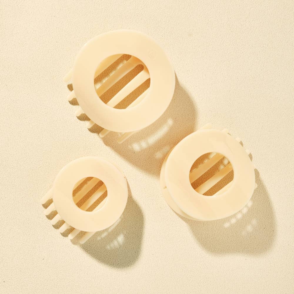 TELETIES - Almond Beige | Small | Flat Circle Hair Clip