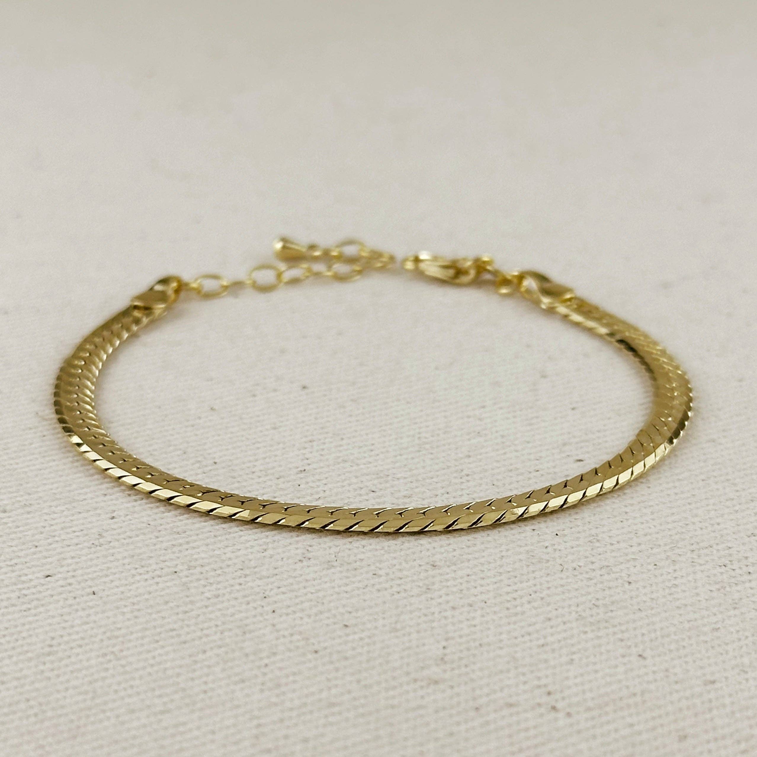 GoldFi - 18K Gold Filled Diamond Cut Herringbone Bracelet
