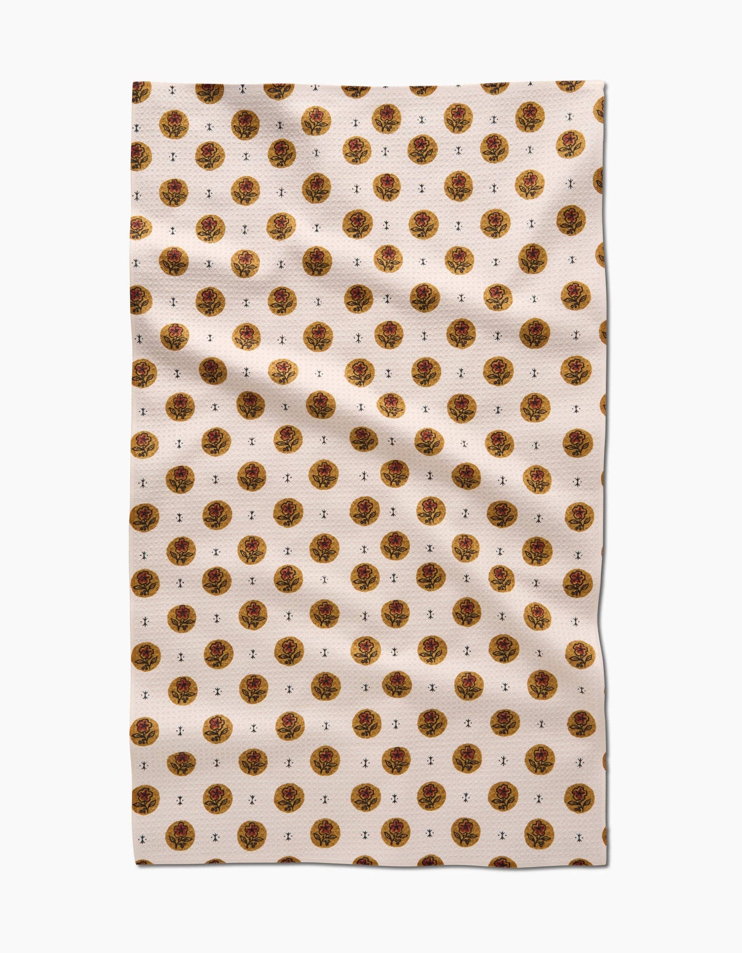 Artisanal Floral Cream Tea Towel