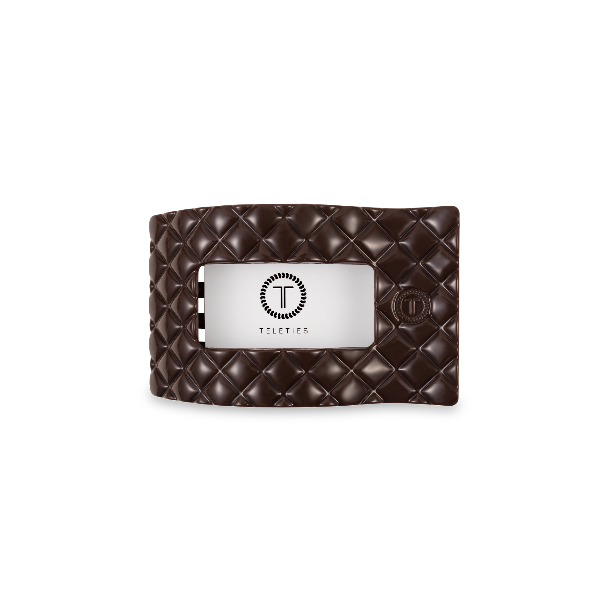 TELETIES - Flat Rectangle Hair Clip | Small | Truly Taupe Quilted