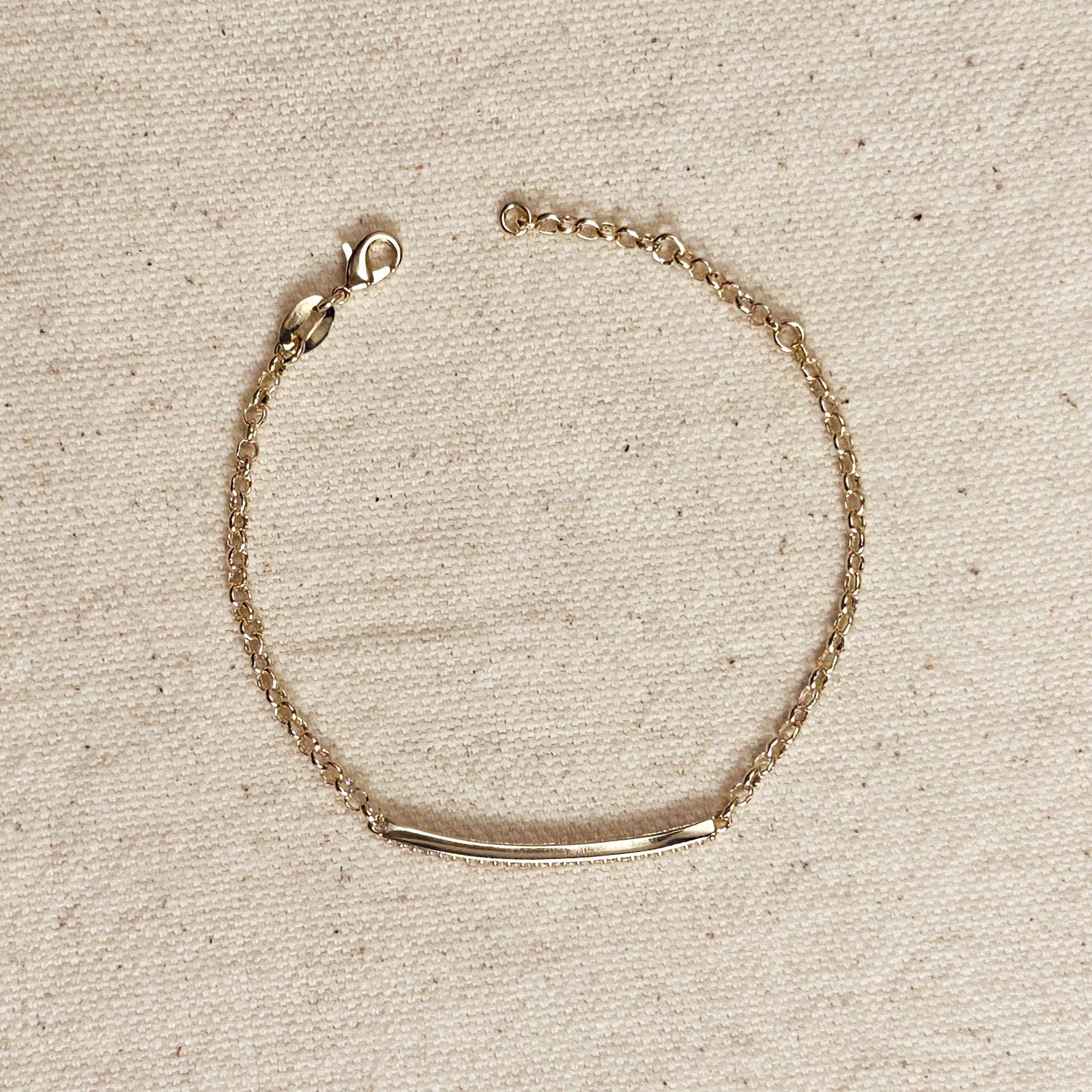 GoldFi - 18k Gold Filled 2mm CZ Bar Bracelet