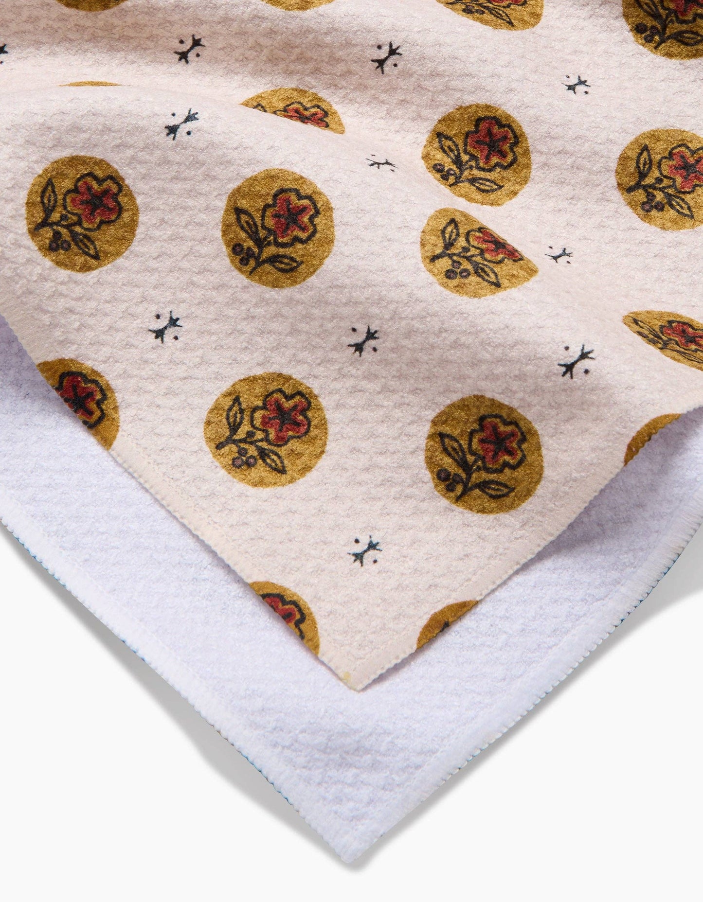 Artisanal Floral Cream Tea Towel