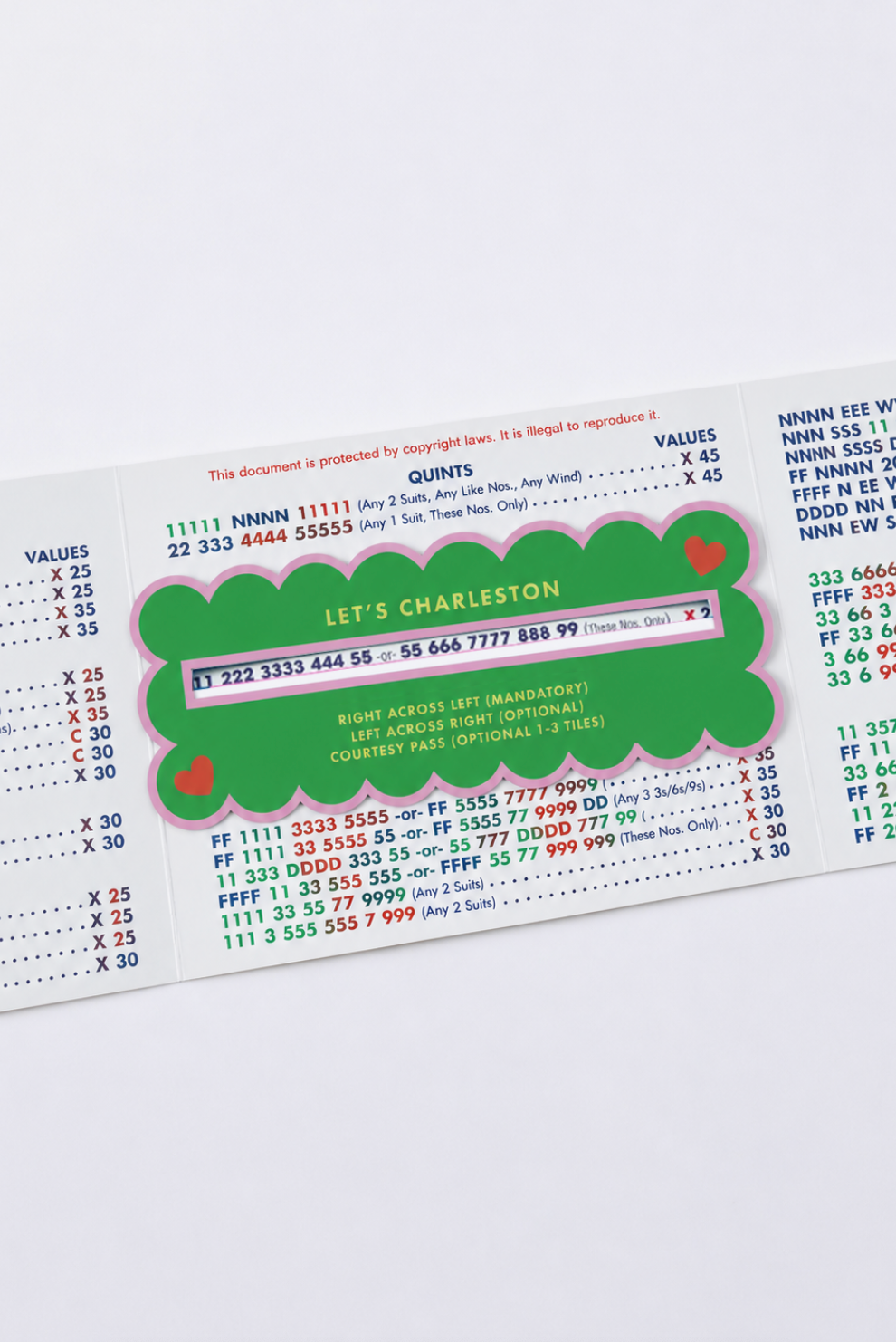 Girl Tribe Co - Mahjong Line Finder Tool for Standard and Large Size NMJL Cards - Green