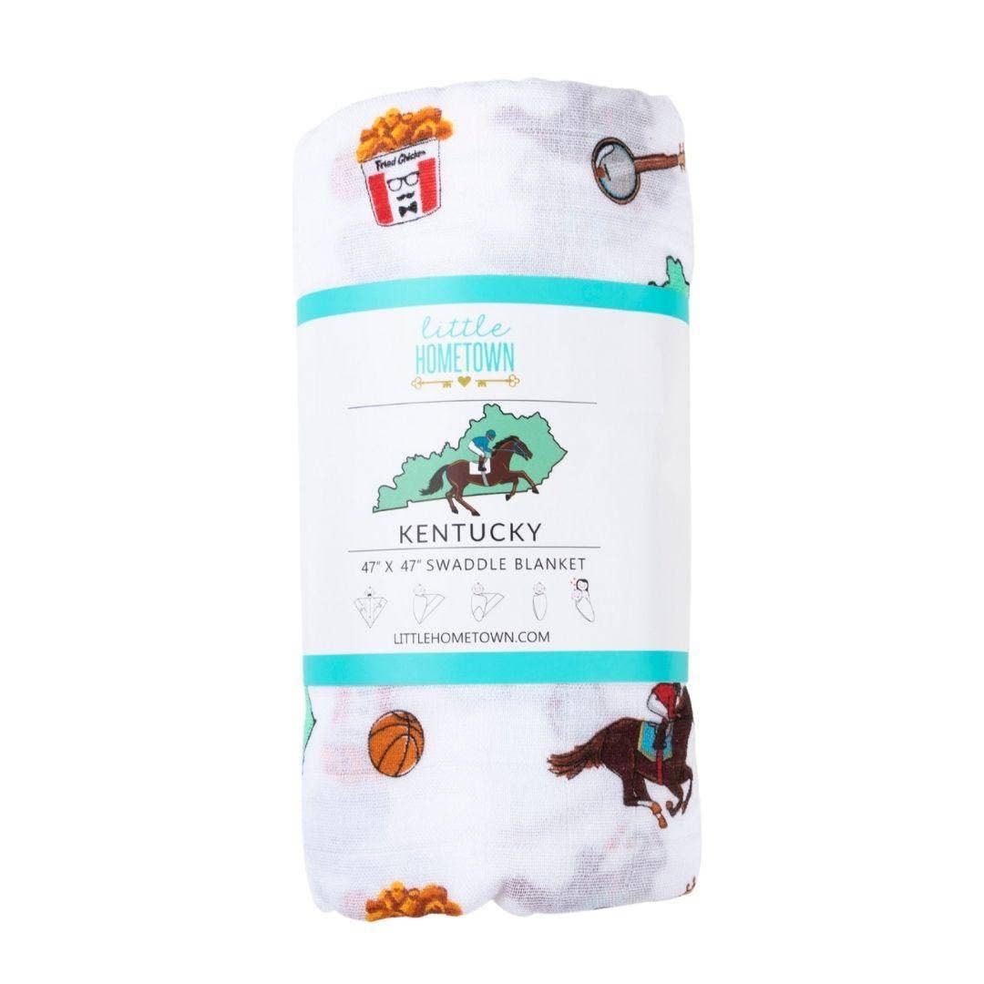 Little Hometown - Kentucky Baby Muslin Swaddle Receiving Blanket Soft Bamboo Cotton Blend