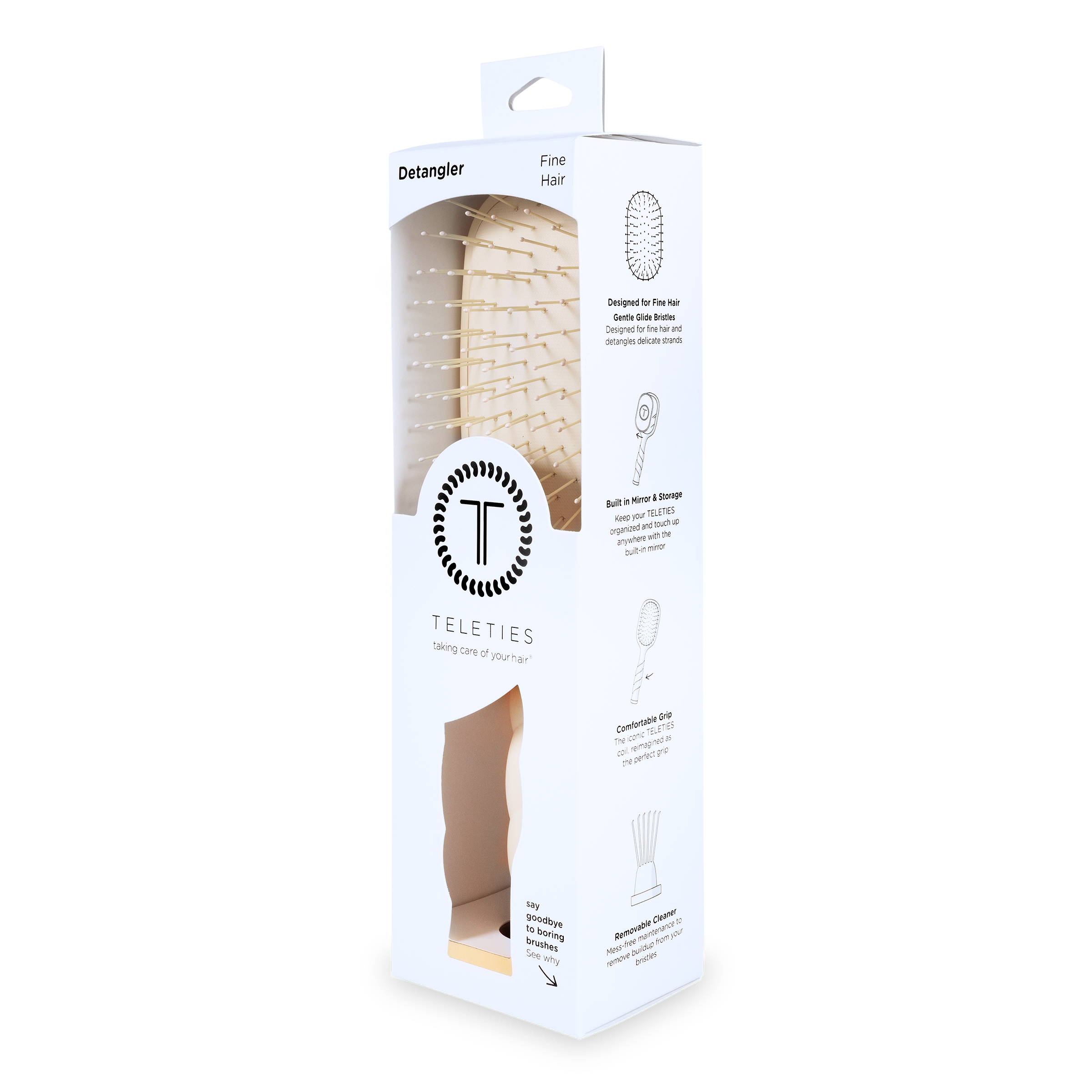 TELETIES - Detangler Hair Brush for Fine Hair - Tan