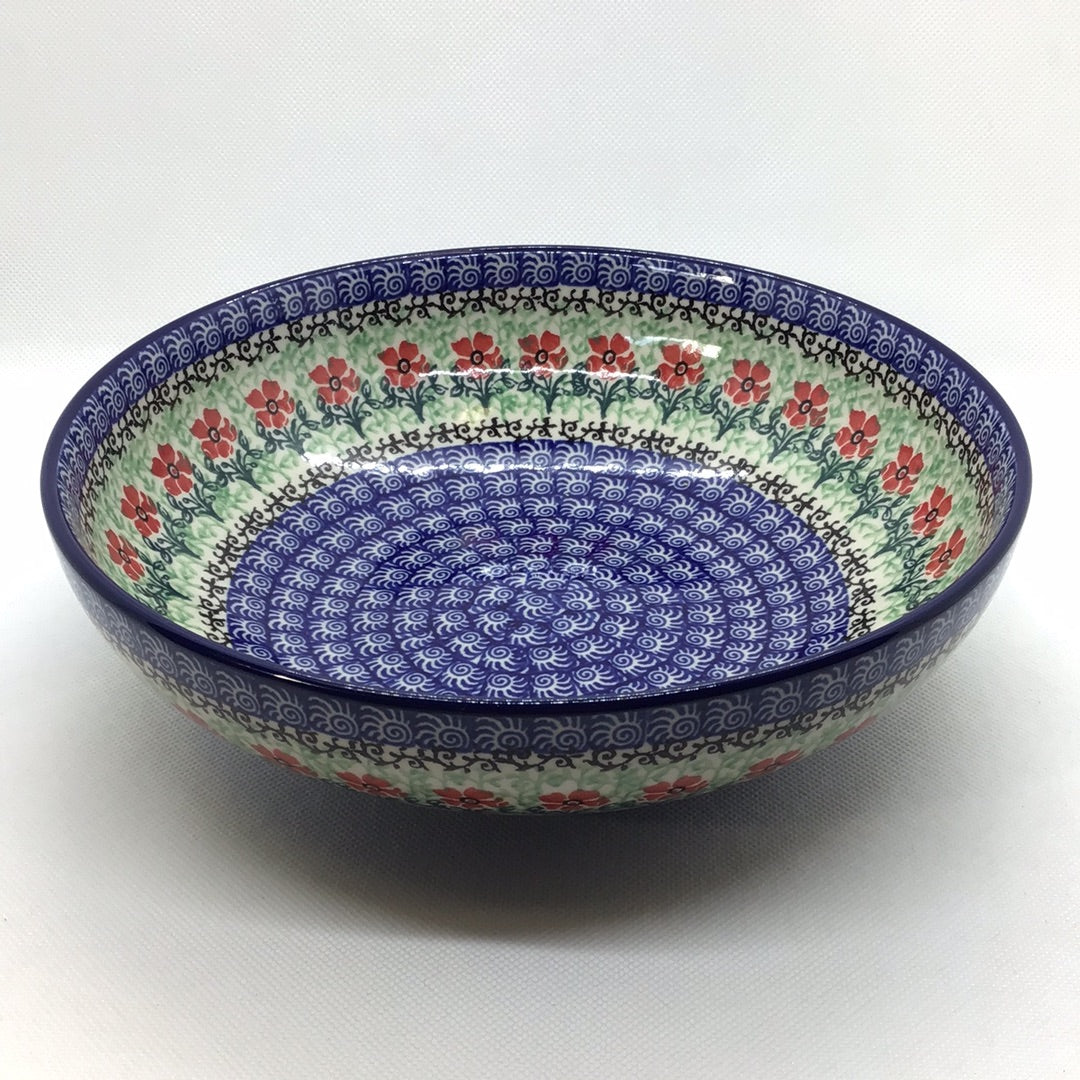 Red Daisies Shallow Serving Bowl 9"
