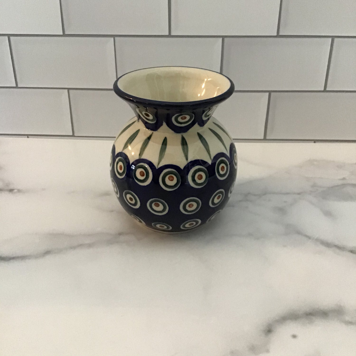 Traditional Peacock Bubble Vase