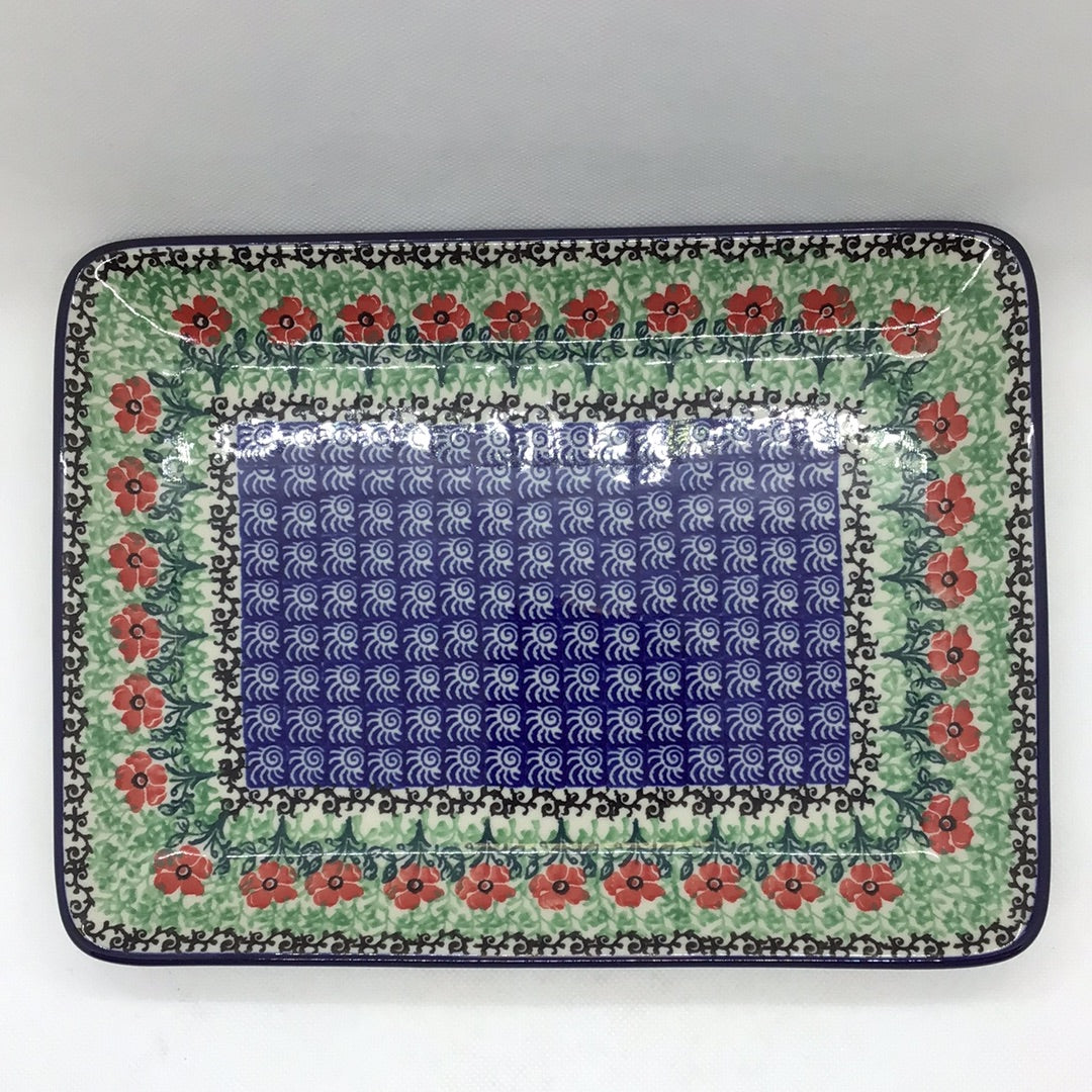 Red Daisies Rectangular Platter 9.5"