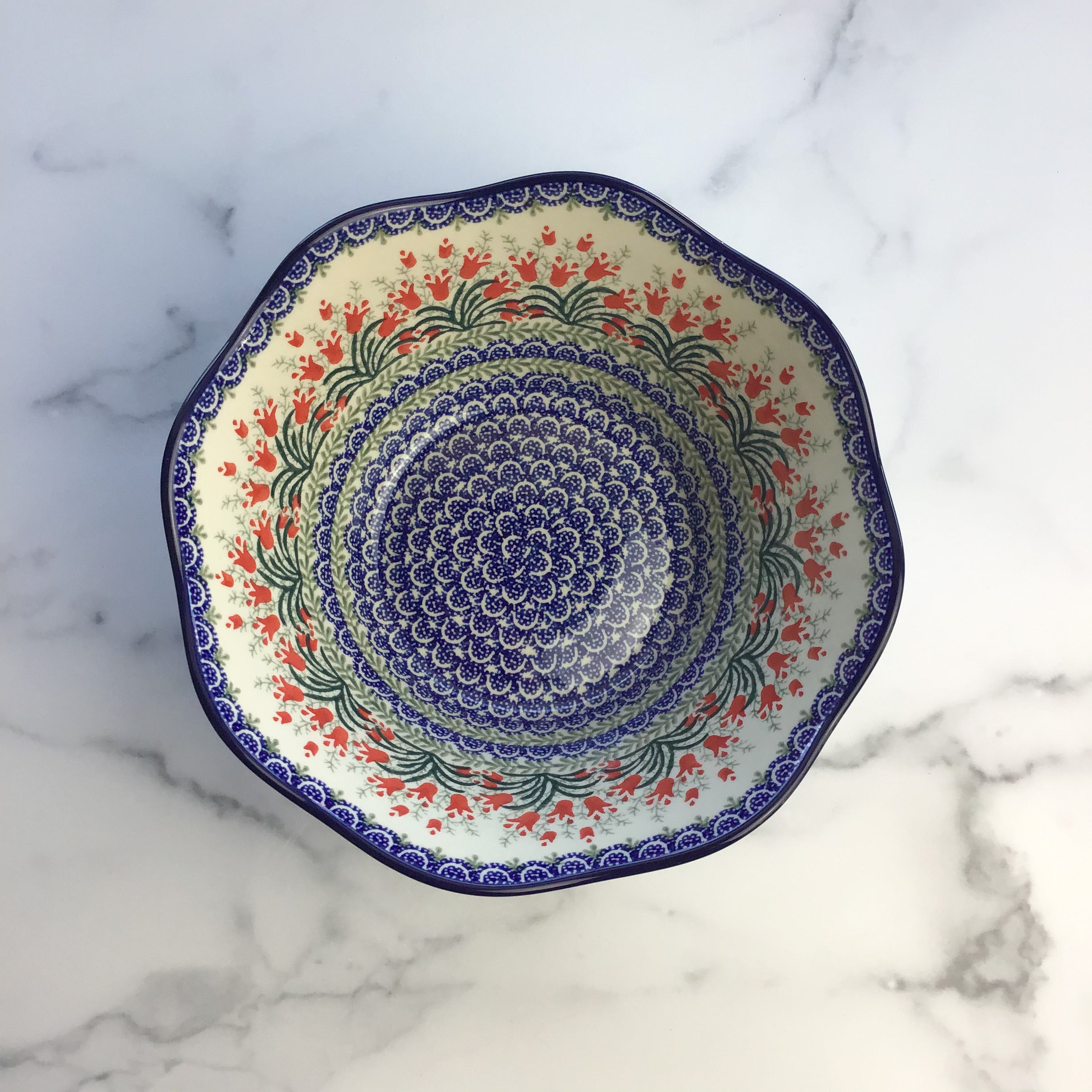 Crimson Bells Wavy Edge Bowl 10"