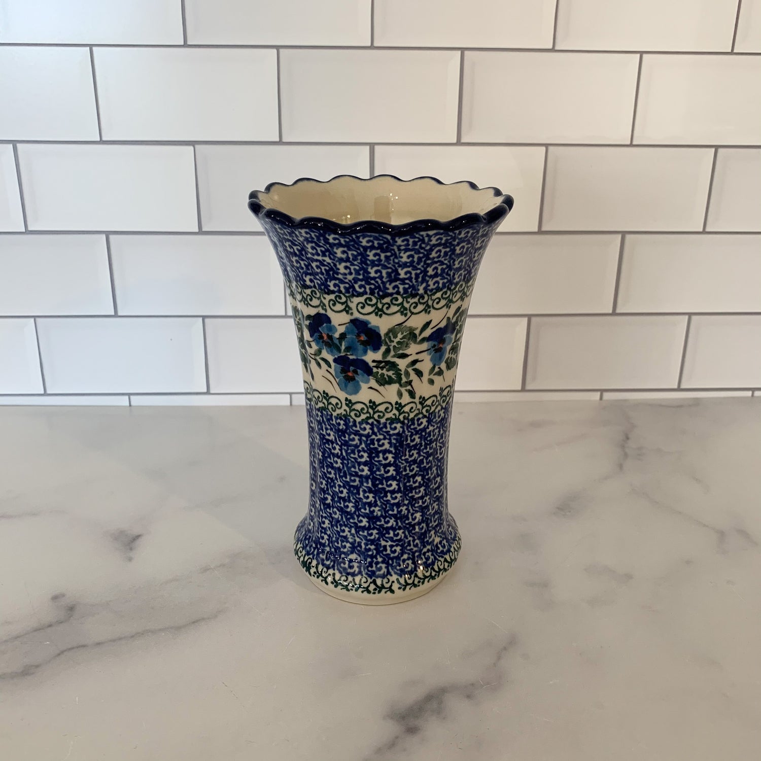 Winter Viola Fluted Vase 7"