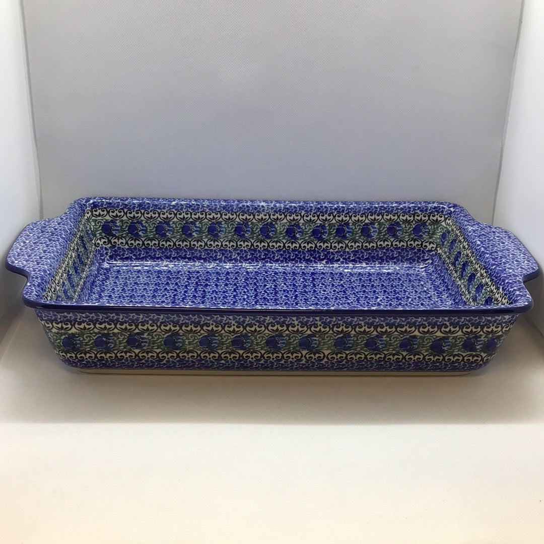 Peacock Feather Rectangular Baker w/Handles