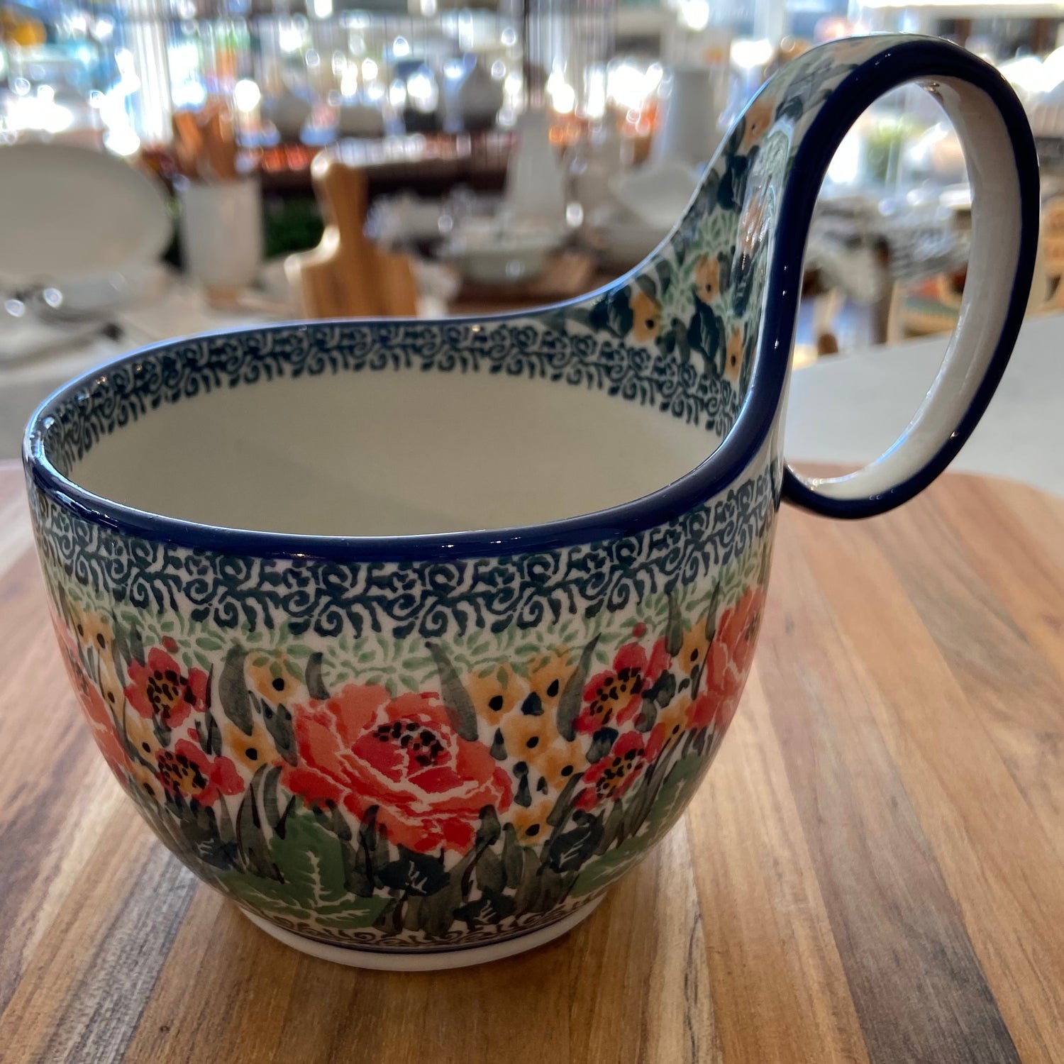 *Polish Pottery Bowl w/Loop Handle
