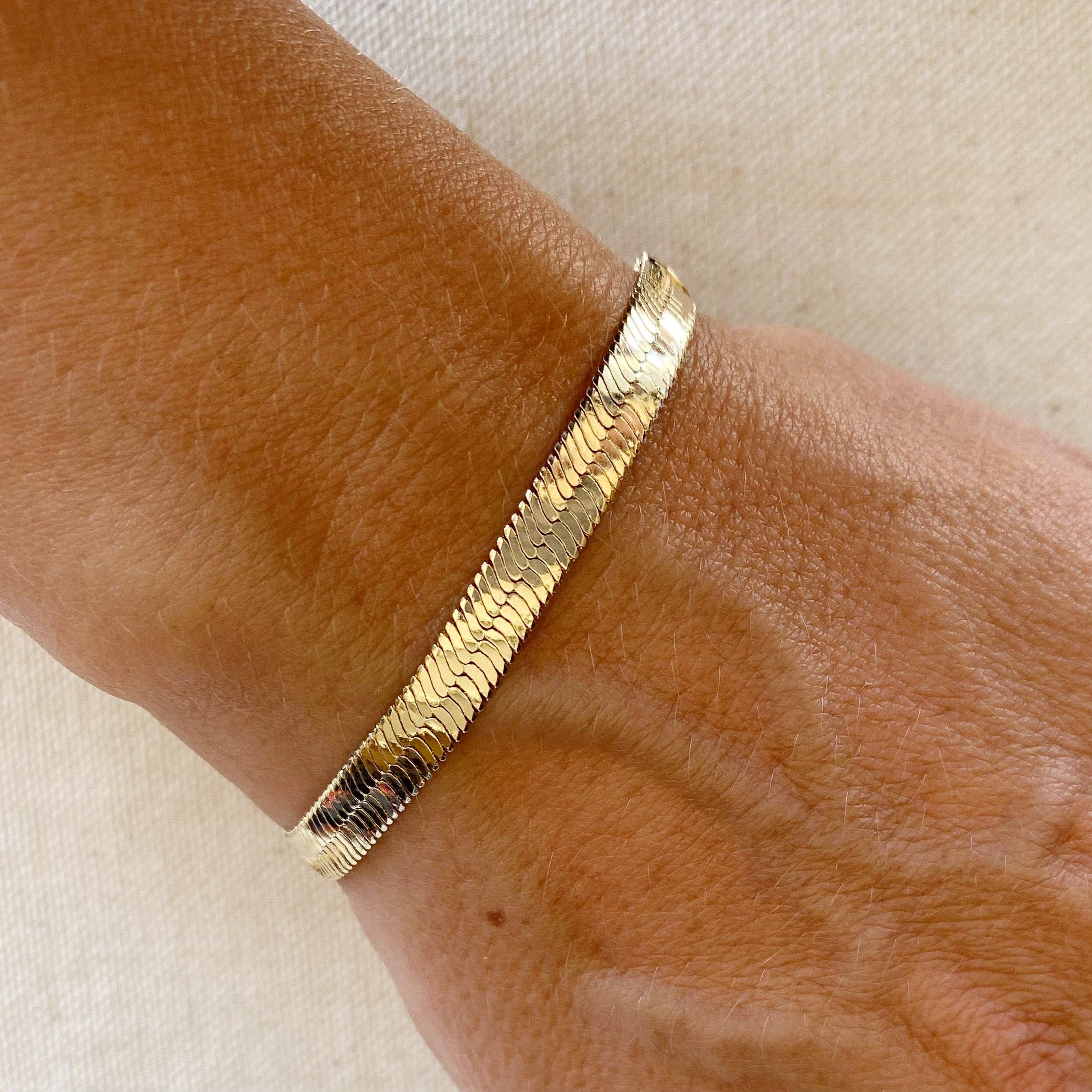 GoldFi - 18k Gold Filled 6mm Herringbone Bracelet