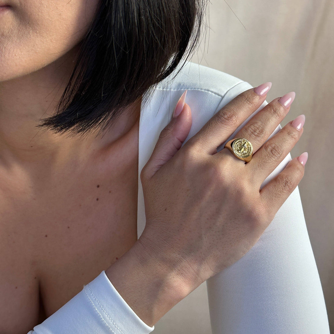 GoldFi - 18k Gold Filled Saint Benedict Signet Ring