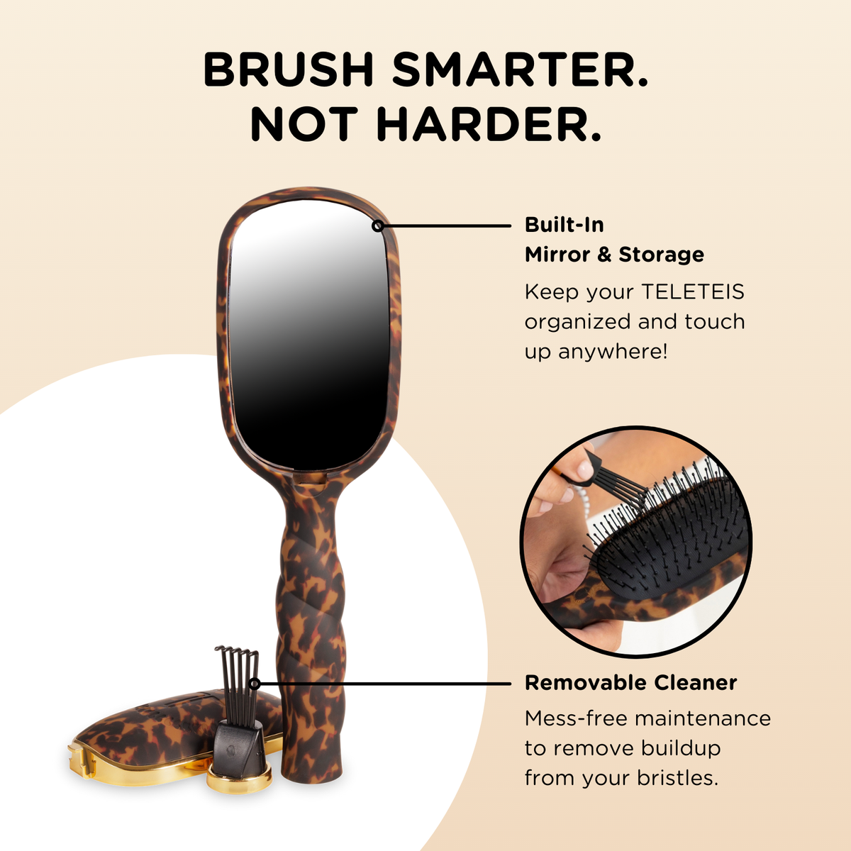 TELETIES - Detangler Brush |Tortoise| Thick