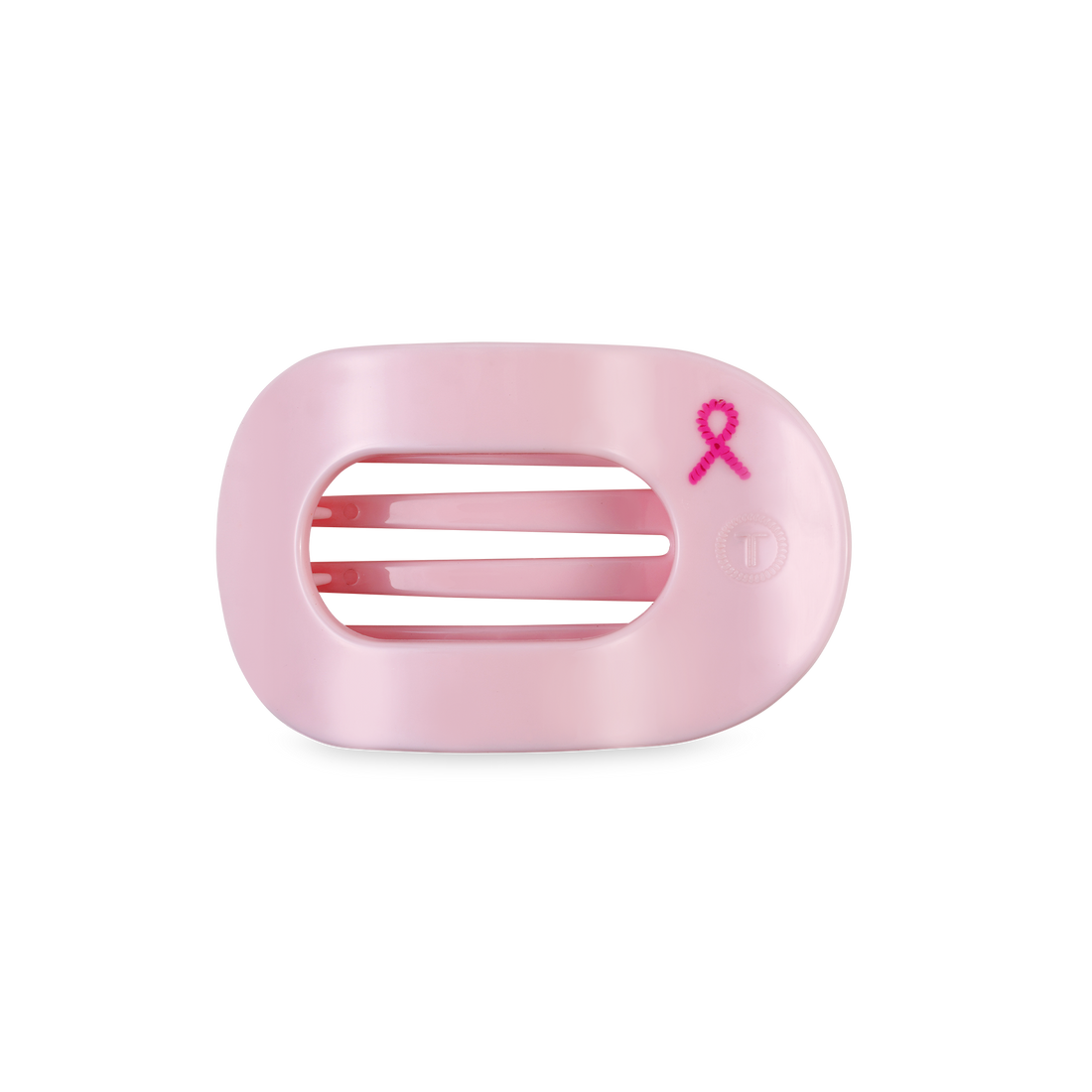 TELETIES - Flat Round Hair Clip | Small | Pink Ribbon Power