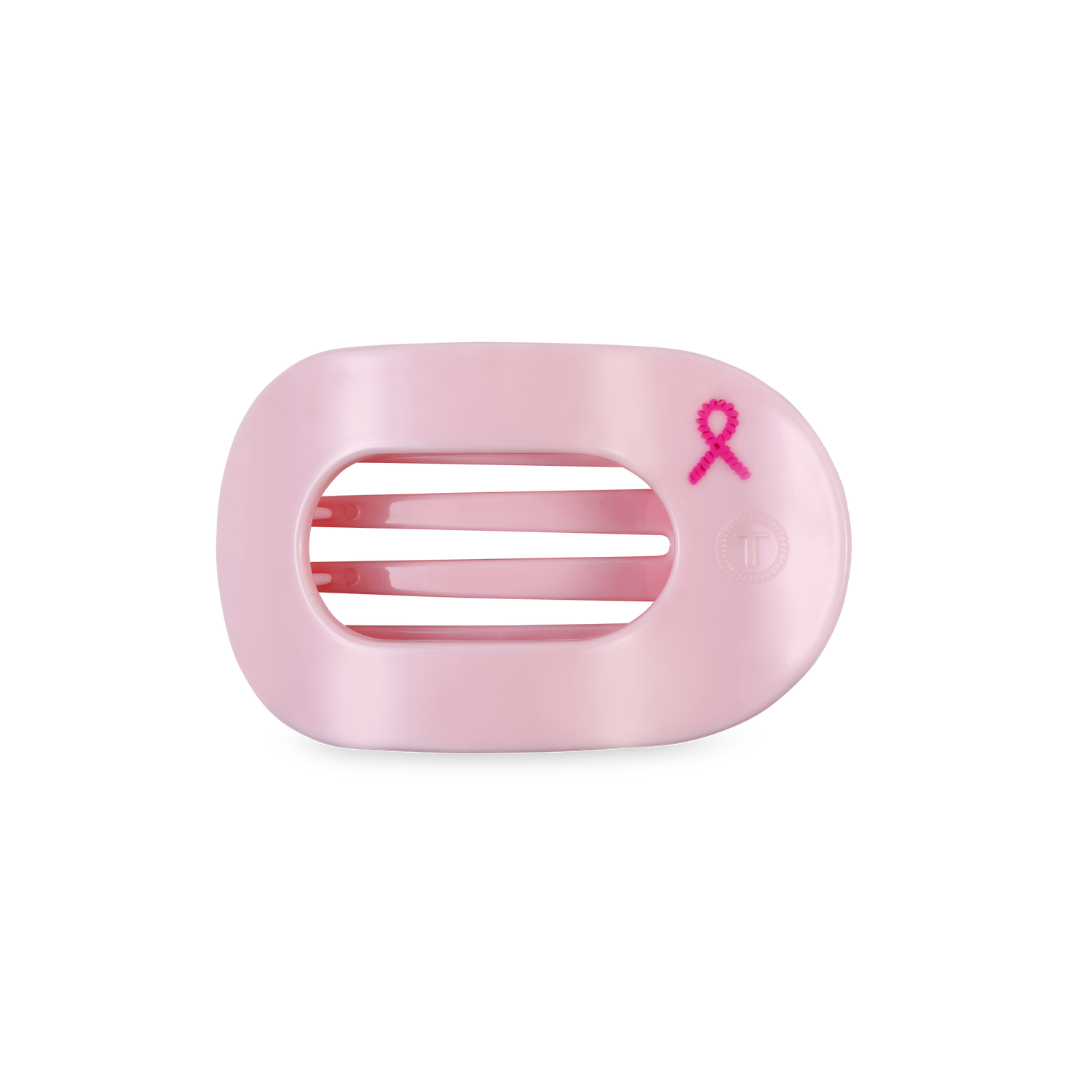 TELETIES - Flat Round Hair Clip | Small | Pink Ribbon Power
