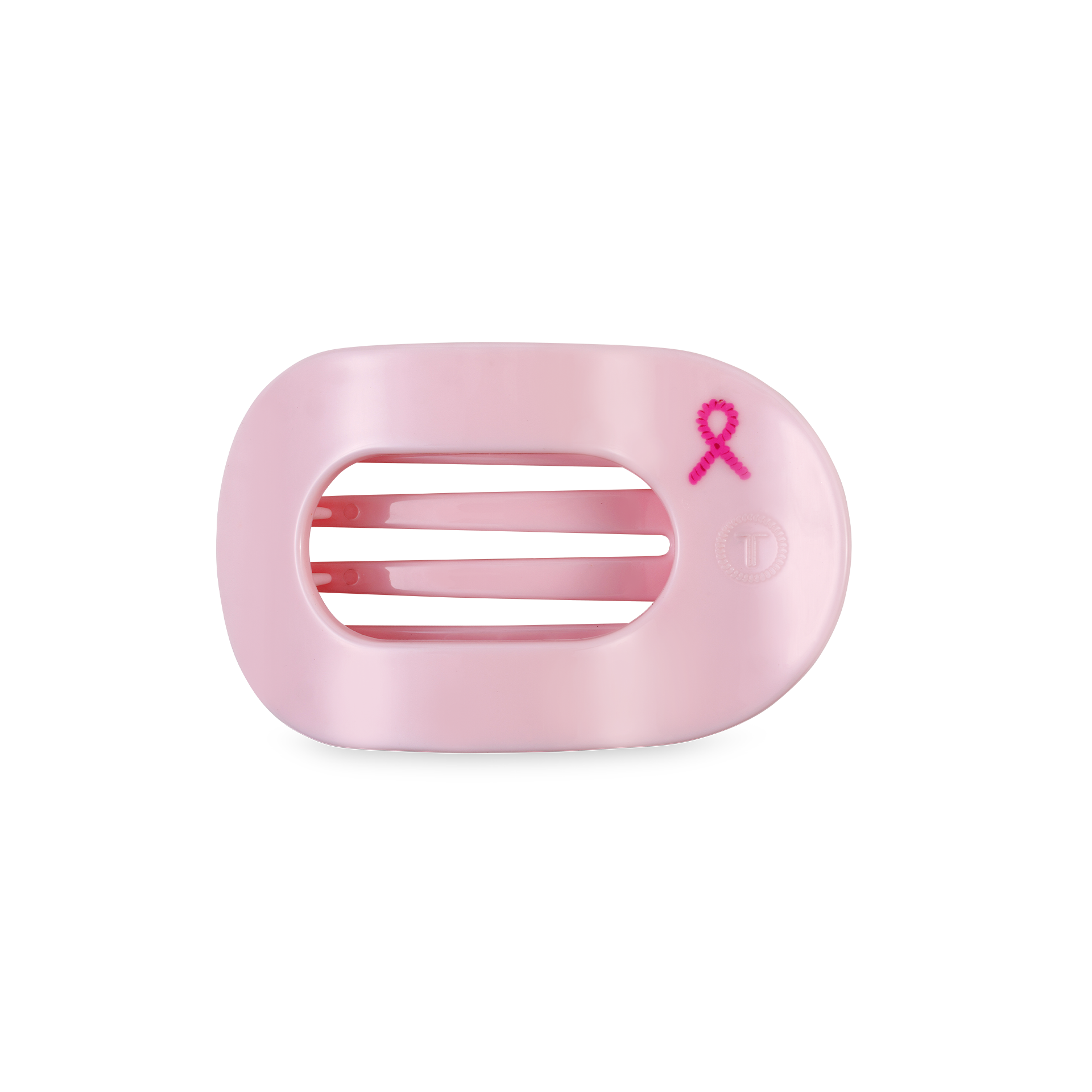 TELETIES - Flat Round Hair Clip | Small | Pink Ribbon Power
