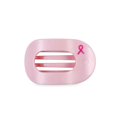 TELETIES - Flat Round Hair Clip | Small | Pink Ribbon Power