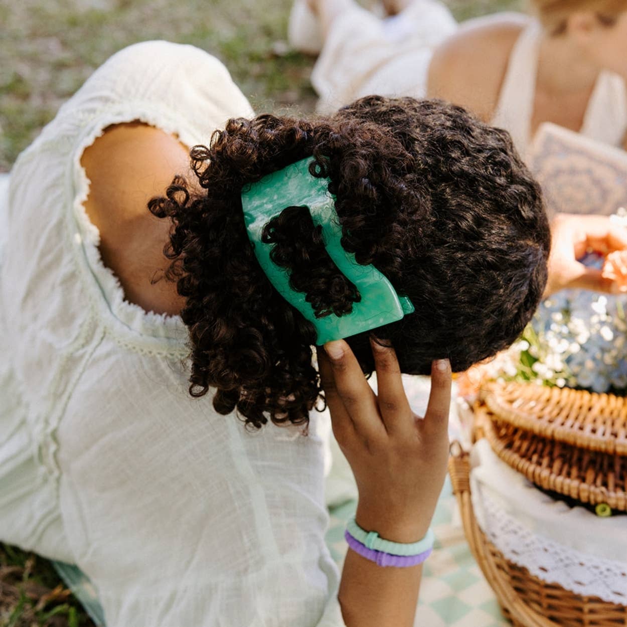 TELETIES - Flat Rectangle Hair Clip | Large | Spring Splash