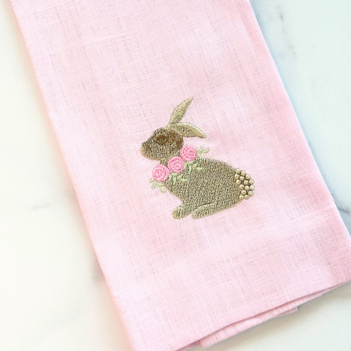 Arte Italica & Crown Linen Designs - Floral Bunny Towel - Easter