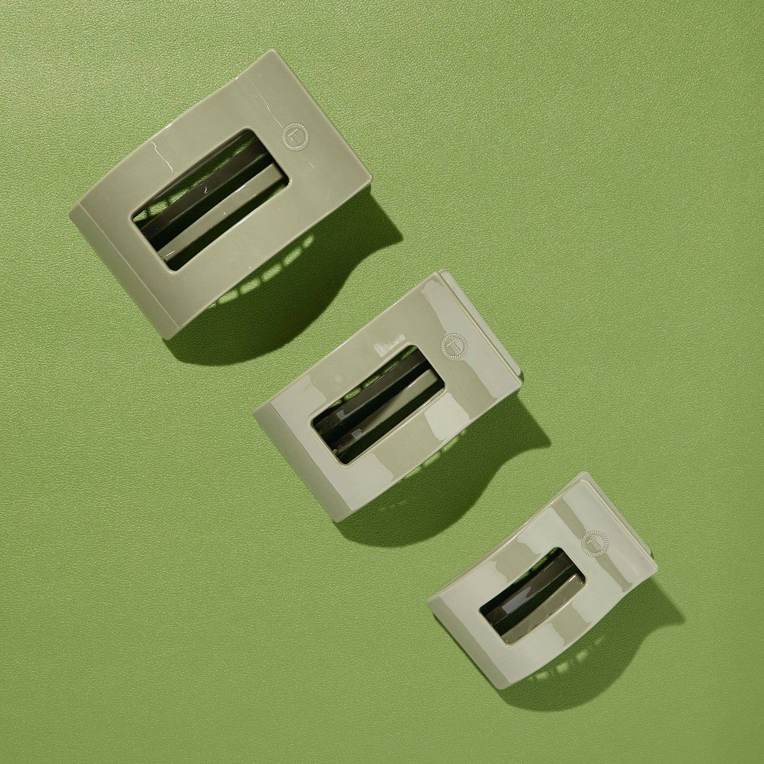 TELETIES - Flat Rectangle Hair Clip | Small | Sage It Ain&