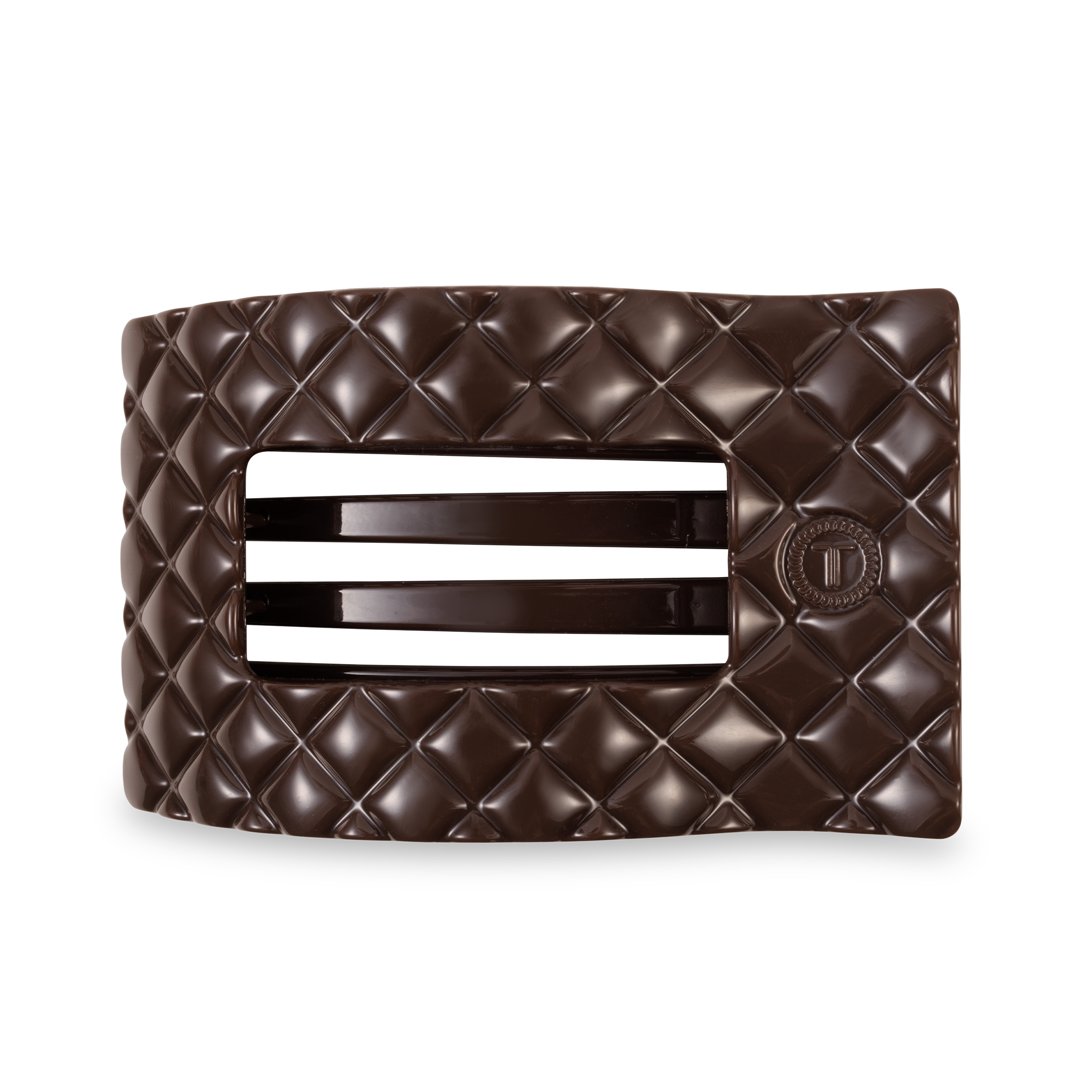 TELETIES - Flat Rectangle Hair Clip | Large | Truly Taupe Quilted