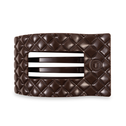TELETIES - Flat Rectangle Hair Clip | Large | Truly Taupe Quilted