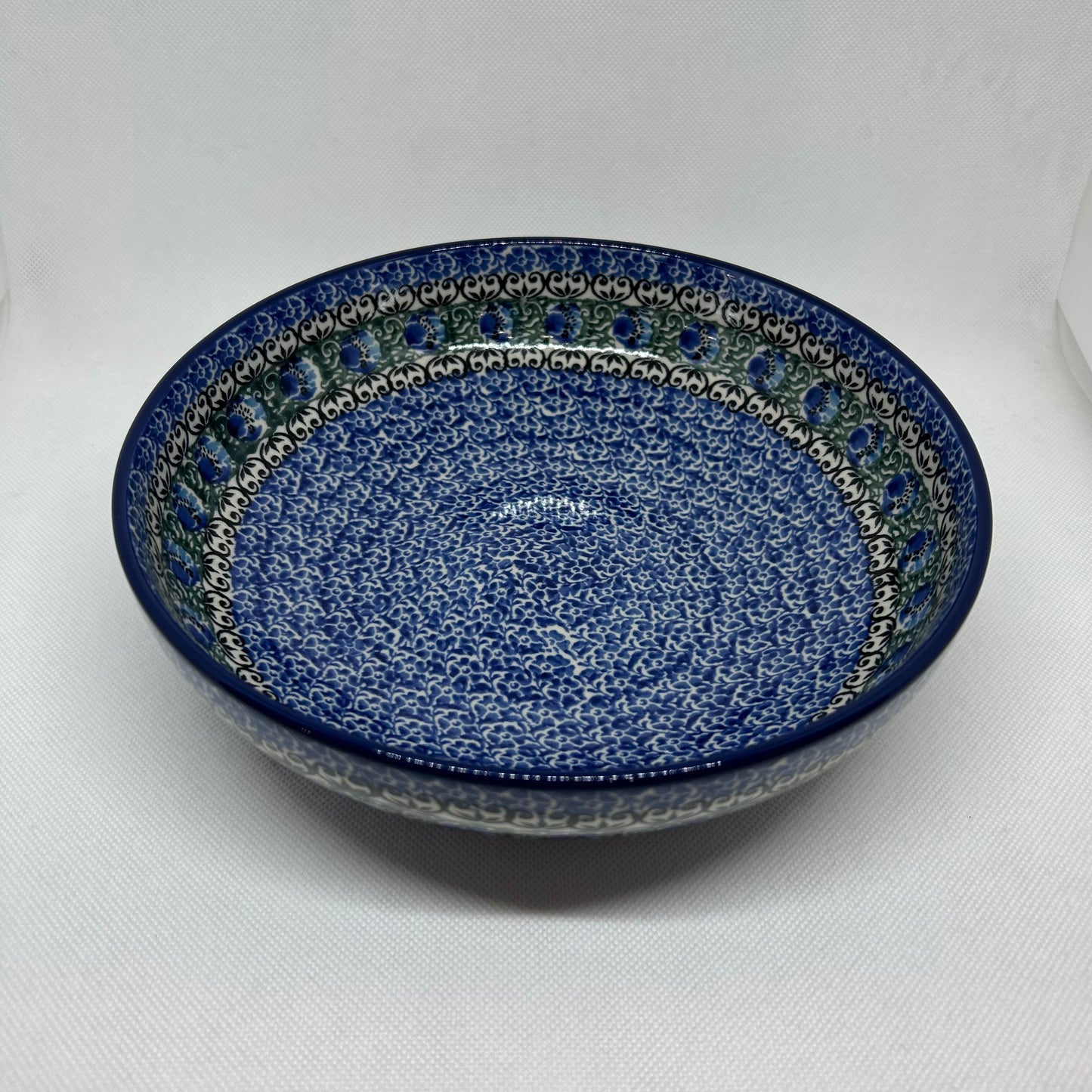 Peacock Feather Shallow Serving Bowl 10"