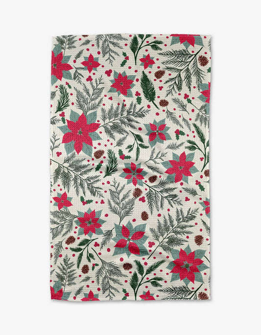 Woodland Poinsettia Tea Towel