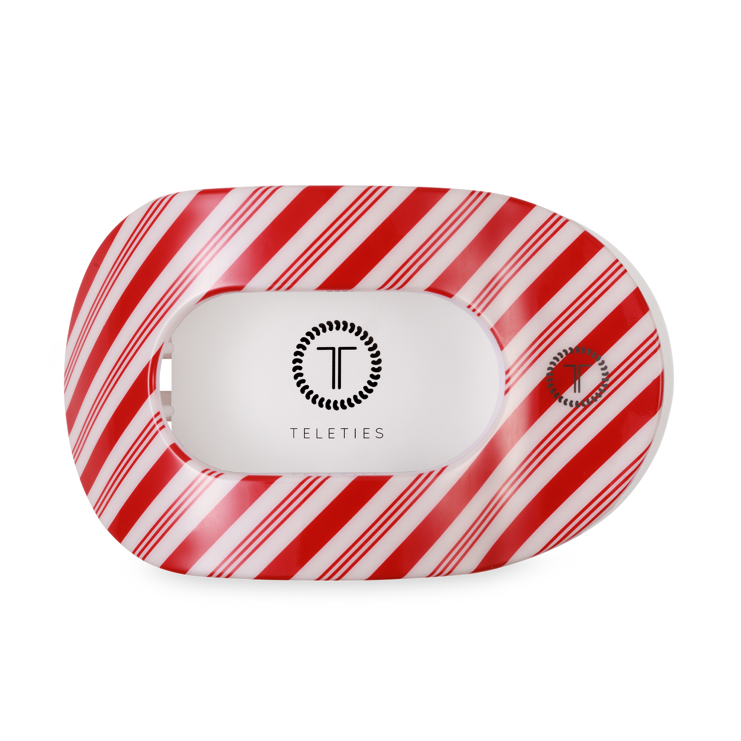 TELETIES - Flat Round Hair Clip | Large | Candy Cane Crush