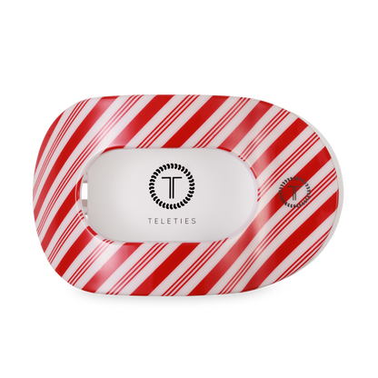 TELETIES - Flat Round Hair Clip | Large | Candy Cane Crush