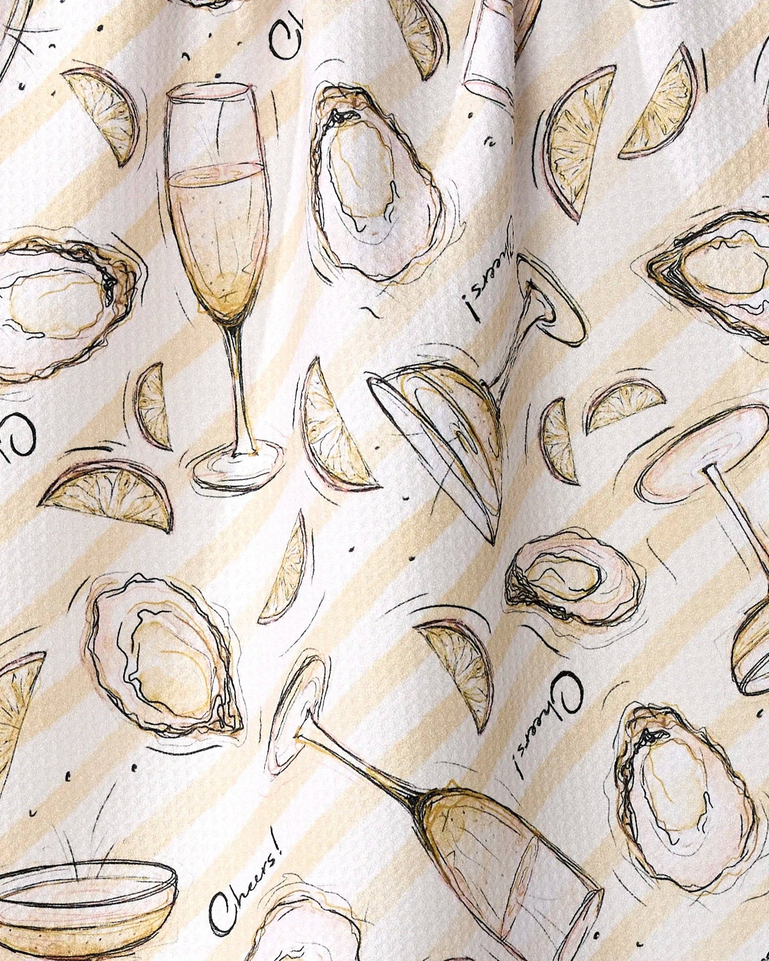 Geometry - Oysters and Champagne Tea Towel