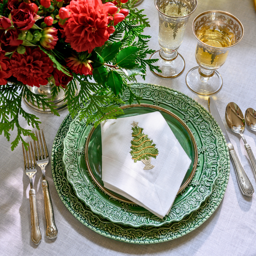 Tree with Gold Trim Large Napkin