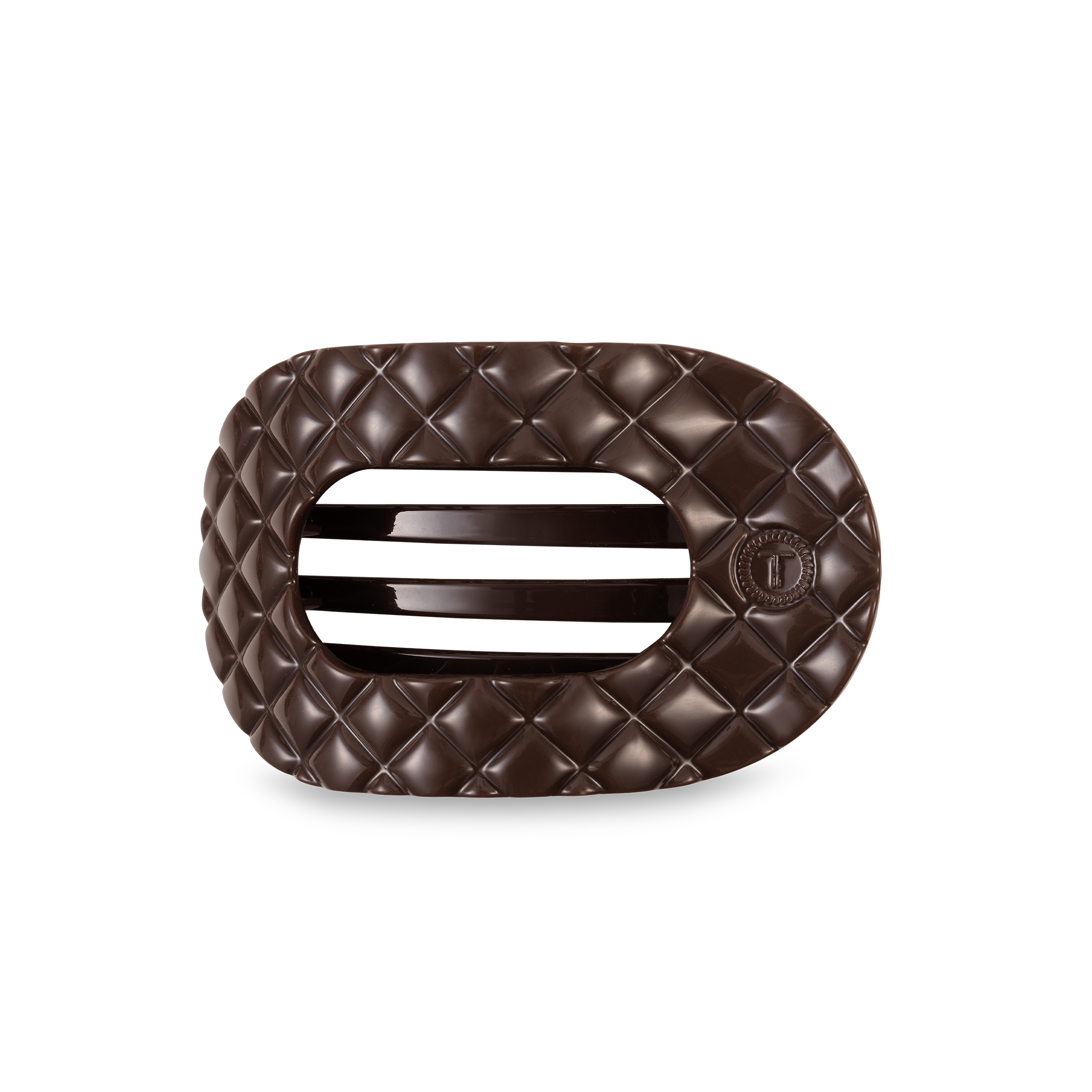 TELETIES - Flat Round Hair Clip | Medium | Truly Taupe Quilted
